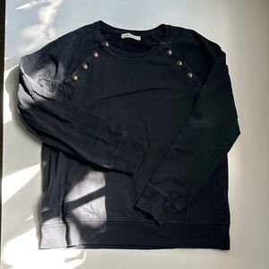 Ragdoll Black Sweatshirt with Brass Button Accents